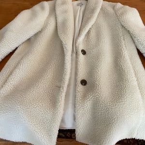 JCrew Teddy Bear Coat, Size Medium, Cream/beige/off white